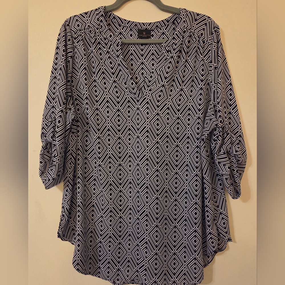 Worthington Geometric Patterned Blouse